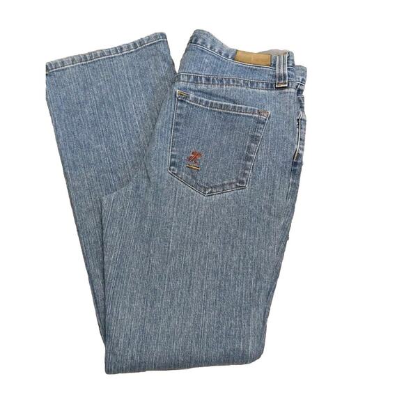 VTG Tommy Hilfiger Women Size 12 Denim Jeans Embroidered Pockets Boot Cut 32x32 - Picture 1 of 8